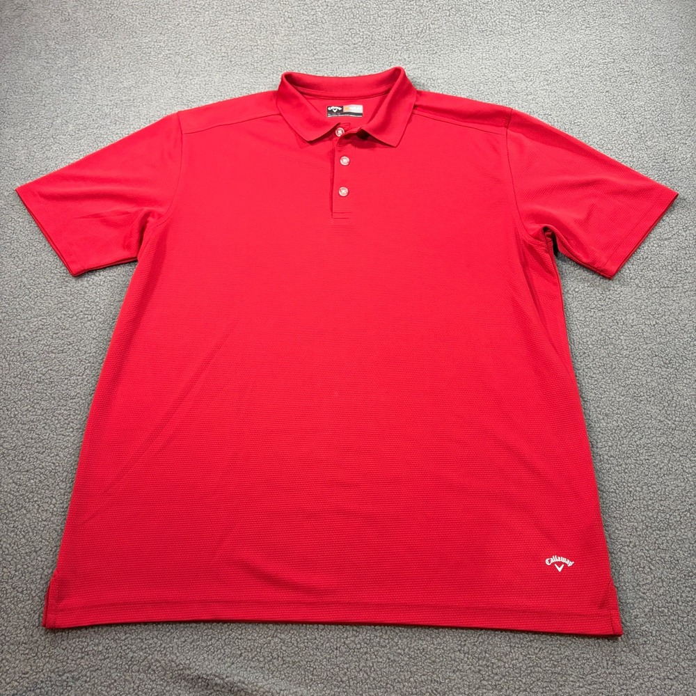 Callaway Polo Shirt Mens XL Red Opti-Dri Short Sleeve Textured Golf Top SU21778